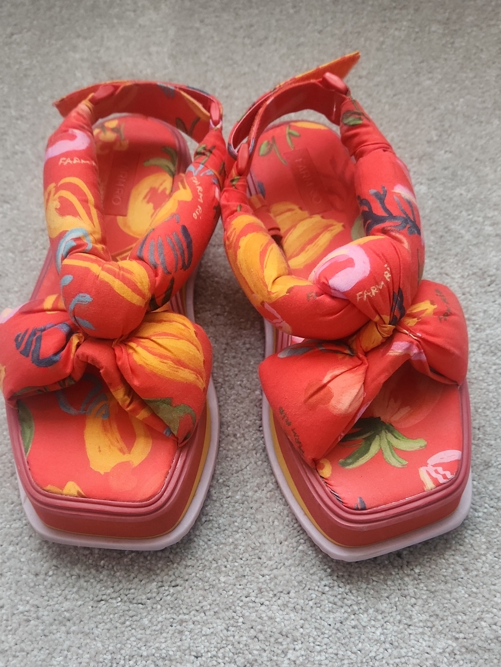FARM Rio Red Puffy Fruit Platform Sandals